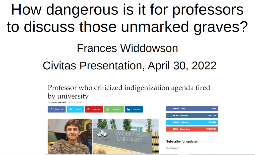 Frances Widdowson’s Presentation at Civitas, April 30, 2022, Calgary, Alberta