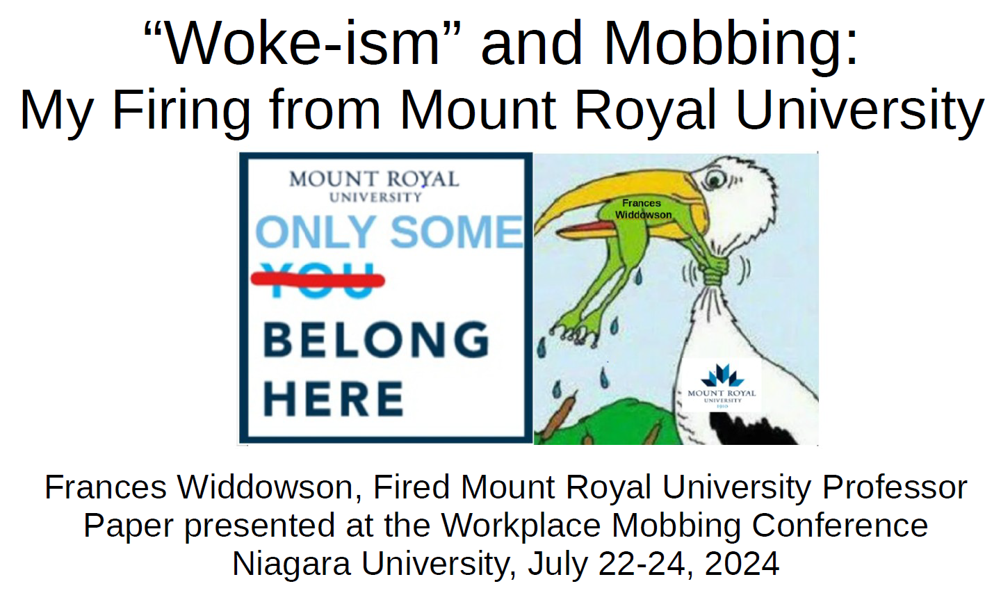 Frances Widdowson’s Mobbing and “Woke-ism” Paper