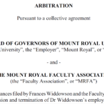 #FrancesWiddowsonCase arbitration decision excerpts